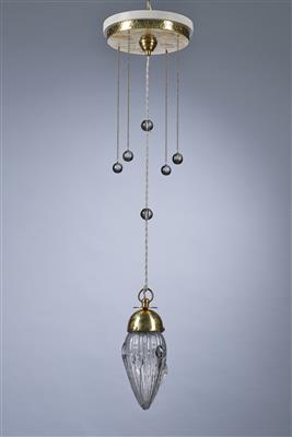 A ceiling lamp made of brass with tear-shaped lamp shade, designed in c. 1900 - Secese a umění 20. století