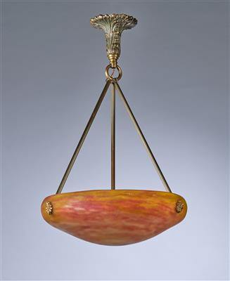 A ceiling lamp by Daum, Nancy, with bronze applications, c. 1915/25 - Secese a umění 20. století