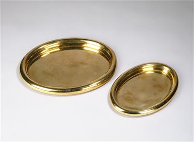 Josef Hoffmann, two brass trays in different sizes, Wiener Werkstätte, 1923 - Jugendstil e arte applicata del XX secolo