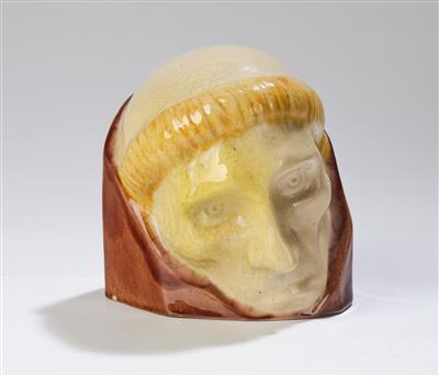 Michael Powolny, a monk’s head, WK model number: 1, designed in c. 1906, executed by Wiener Keramik, by 1912 - Secese a umění 20. století