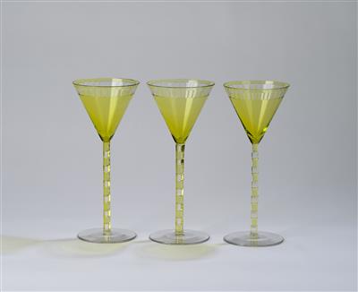 Three Goblets after a design by Otto Prutscher, design: around 1907, later execution - Jugendstil e arte applicata del XX secolo