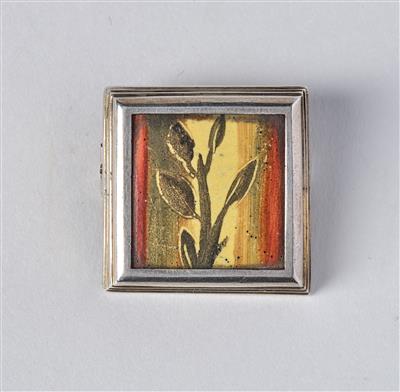 A silver brooch with enamel work, Georg Stöger for the Wiener Werkstätte, c. 1915 - Secese a umění 20. století