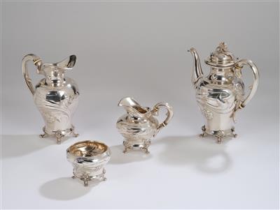 A four-part silver service with floral motifs, Eduard Friedmann, Vienna, by May 1922 - Secese a umění 20. století