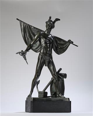A. Brandel, a tall bronze figure: "Hermes", c. 1930 - Jugendstil and 20th Century Arts and Crafts