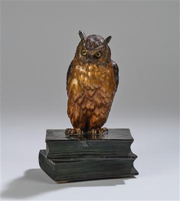 Bruno Zach (Austria 1891-1945), an owl perched on two books, Vienna, c. 1920 - Jugendstil e arte applicata del XX secolo