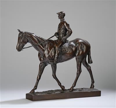 Emmanuel Frémiet (France, 1824-1910), a jockey on a horse, France, c. 1900 - Jugendstil e arte applicata del XX secolo