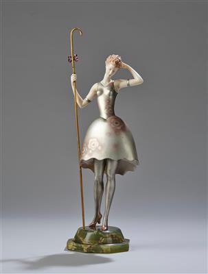 Ferdinand Preiss (Germany, 1892-1943), a bronze figure: "Bo-Peep" Berlin, c. 1930 - Jugendstil e arte applicata del XX secolo