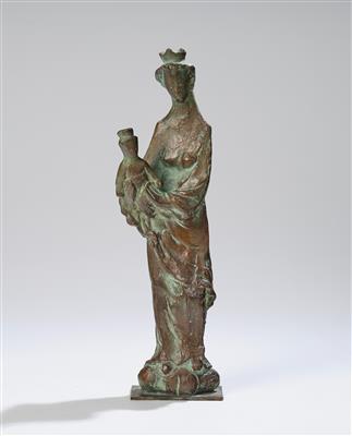 Franz Barwig der Jüngere, Bronzestatuette: stehende Madonna mit Christuskind, Guss von A. Zöttl, Wien - Jugendstil & Angewandte Kunst des 20. Jahrhunderts