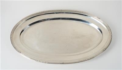 A large oval silver tray, designed by Rudolf Steiner, executed by Würbel & Czokally, Vienna, by May 1922, retailed by Schwarz & Steiner, Vienna - Jugendstil and 20th Century Arts and Crafts