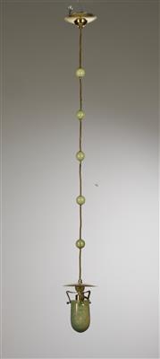 A hanging lamp made of brass with Bohemian lamp shade, in the manner of Koloman Moser, designed in around 1900/05 - Jugendstil and 20th Century Arts and Crafts