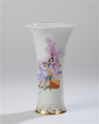 Mela Koehler, a vase with female figures immersed in flowers (sample copy), Vienna Porcelain Manufactory Augarten, c. 1934 - Secese a umění 20. století