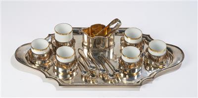 A silver mocha dejeuner for six persons, 26 pieces, J. C. Klinkosch, Vienna, c. 1922 - Secese a umění 20. století