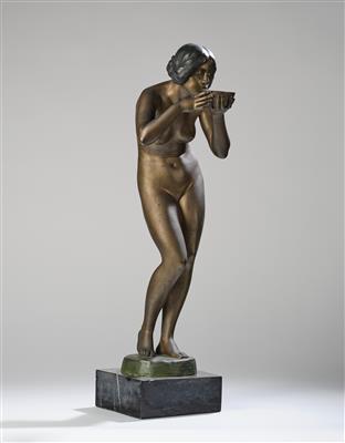 Victor Heinrich Seifert (1870 Wien-1953 Berlin), trinkender Frauenakt, Entwurf: um 1910 - Jugendstil & Angewandte Kunst des 20. Jahrhunderts