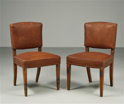 Two dining room chairs, after a draft variant by Adolf Loos, execution cf Friedrich Otto Schmidt, c. 1915 - Jugendstil e arte applicata del XX secolo