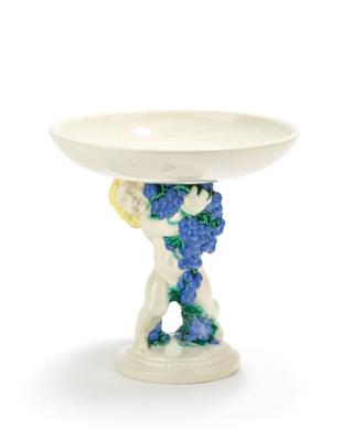 Michael Powolny, a centrepiece with grape putto, model number: 868, model: c. 1915, executed by Vereinigte Wiener und Gmundner Keramik, by 1919 - From the Schedlmayer Collection- Art Nouveau and 20th Century Applied Arts