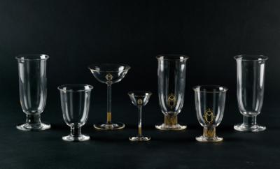 Otto Prutscher (Vienna, 1880-1949), seven drinking glasses from a service, Bakalowits & Söhne, Vienna, c. 1910 - From the Schedlmayer Collection- Art Nouveau and 20th Century Applied Arts