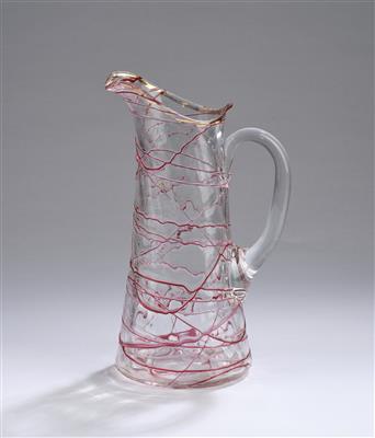 A glass ewer with red glass threads, Bohemia - Sbírka Schedlmayer II