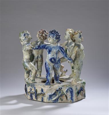 A large roundelay with putti, Wilhelmine (Minka) Kugler (?) - From the Schedlmayer Collection II - Art Nouveau and Applied Art of the 20th Century