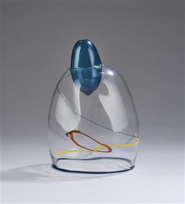 James A. Harmon, (born in the USA in 1956), a glass bell with vase insert in egg shape, 1980 - From the Schedlmayer Collection II - Art Nouveau and Applied Art of the 20th Century