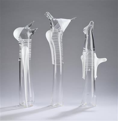 Jiri Suhájek (Czech Republic, 1943), a three-piece set of glass objects: "Birds Discussing," 1985 - From the Schedlmayer Collection II - Art Nouveau and Applied Art of the 20th Century