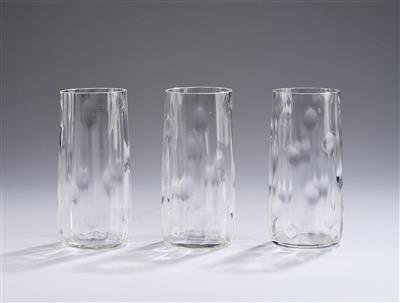 Koloman Moser, three drinking glasses, manufactured by Meyr’s Neffe, Adolf, 1899/1900, commissioned by E. Bakalowits Söhne, Vienna, sold by Wiener Werkstätte - From the Schedlmayer Collection II - Art Nouveau and Applied Art of the 20th Century