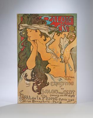 Alphonse Mucha, (Eibenschütz 1860-1939 Prague), Salon des Cent XXme Exposition du Salon des Cent (mars-avril 1896), Hall de la Plume, 31 rue de la Bonaparte - Paris, Entree: 050, Imp. F. Champenois, Paris - Secese a umění 20. století