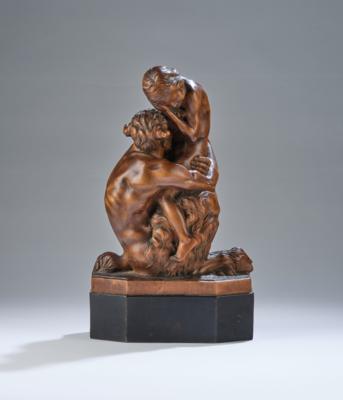 Franz Josef Kranewitter (Nassereith 1893-1974 Zams), Figurengruppe aus Holz: "Der verliebte Faun", 1926 - Jugendstil & Angewandte Kunst des 20. Jahrhunderts