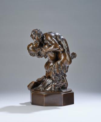Franz Josef Kranewitter (Nasserreith 1893-1974 Zams), Figurengruppe aus Bronze: "Faun mit Frauenfigur", 1919 - Jugendstil & Angewandte Kunst des 20. Jahrhunderts