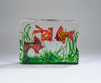 Großes Aquarium mit drei Fischen, Gino Cenedese zugeschrieben - Jugendstil & Angewandte Kunst des 20. Jahrhunderts