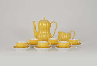 Josef Hoffmann, a mocha service in melon shape, for six persons, designed in 1929, executed by Vienna Porcelain Factory, Augarten, before WWII - Secese a umění 20. století