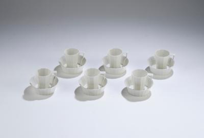 Josef Hoffmann, six mocha cups and six saucers, Royal Porcelain Manufactory Berlin (KPM), c. 1922 - Jugendstil e arte applicata del XX secolo