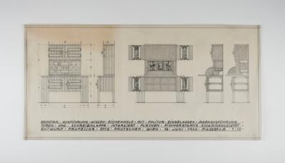 Otto Prutscher, two designs: a secretary and lamp table/jardinière, 1940/48 - Jugendstil e arte applicata del XX secolo