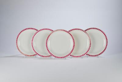 Therese Trethan, six large dinner plates, Kunstgewerbeschule Vienna, Professor Koloman Moser, 1901-02 - Jugendstil e arte applicata del XX secolo