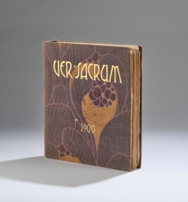 Ver Sacrum, year III (1900), "Mittheilungen der Vereinigung Bildender Künstler Österreichs", 24 booklets with original textile binding by Koloman Moser: "Blütenerwachen" for Backhausen, design no. 3907 - Jugendstil e arte applicata del XX secolo