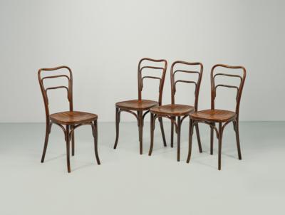 Vier Stühle, Modellnummer: 248 bzw. 249a, Entwurf: um 1900, Ausführung: Firma Jacob  &  Josef Kohn, Wien - Jugendstil & Angewandte Kunst des 20. Jahrhunderts