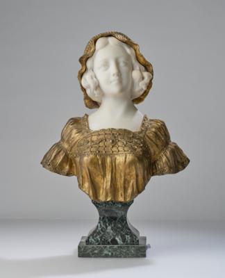 Affortunato Gory (Italy, 1895-1925), a marble and gilt bronze bust of a girl, c. 1920 - Jugendstil e arte applicata del XX secolo