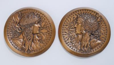 Alfons Mucha, two tondi: “Byzantine heads”, designed in around 1897 - Secese a umění 20. století