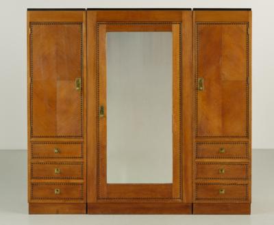 Bruno Paul (Seifhennersdorf, 1874-1968 Berlin), a three-piece ensemble: closet with mirror and two pier cabinets with drawers, cf. Vereinigte Werkstätten Berlin und Bremen, standardized furniture programme, c. 1908 - Jugendstil and 20th Century Arts and Crafts