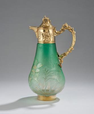A handled jug with trumpet vines, Daum, Nancy, c. 1892 with a gilt silver mount, Germany - Jugendstil and 20th Century Arts and Crafts