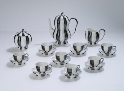 Josef Hoffmann, a mocha service in melon shape, for eight persons, designed in 1929, executed by Vienna Porcelain Factory, Augarten, as of 1945 and as of 1989 - Jugendstil e arte applicata del XX secolo