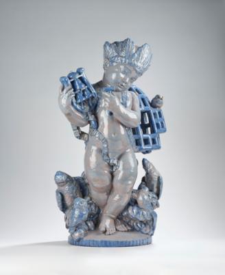 Michael Powolny, a “Papageno” putto (figurine: Papageno), Wienerberger number 4100, Wienerberger Ziegelfabriks- und Baugesellschaft, c. 1916/20 - Jugendstil e arte applicata del XX secolo