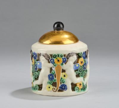 Michael Powolny, an inkwell with running putti, WK model number 158a, model c. 1907/10, executed by Vereinigte Wiener und Gmundner Keramik, 1917-23 - Secese a umění 20. století