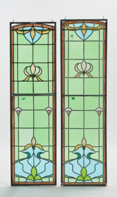 A pair of stained glass doors with floral motifs, c. 1900/1920 - Secese a umění 20. století