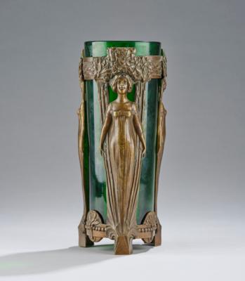 A vase with bronze mount: three female figures framed by pergolas, c. 1900 - Secese a umění 20. století