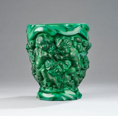 A vase with putti round dance, Heinrich Hoffmann, Gablonz or Curt