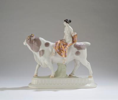 Adolf Amberg, main figure from the wedding procession: “Bride as Europe on the Bull”, model number 9366, designed in 1905, executed by Royal Porcelain Factory Berlin, (KPM), 1962-1992 - Jugendstil e arte applicata del XX secolo
