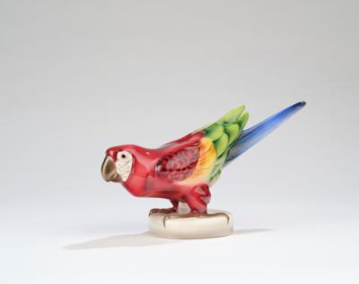 Eduard Klablena, a parrot, model number 506, the parrot was displayed at the winter exhibition of the Art and Industry Museum, Vienna, in 1911/12; executed by Keramos, Vienna, as of 1950 - Jugendstil and 20th Century Arts and Crafts