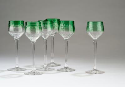 Gisela von Falke, six goblets, designed in around 1900, E. Bakalowits Söhne, Vienna - Jugendstil and 20th Century Arts and Crafts