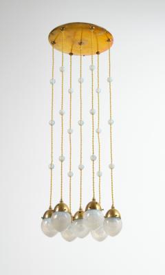 A large seven-light chandelier in the style of Koloman Moser with lampshades decorated with hearts, in the manner of Meyr’s Neffe, Adolf, c. 1900/03 - Secese a umění 20. století