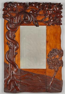 A larger mirror frame with carved trees and a snake in the manner of Friedrich Otto Schmidt, Vienna, c. 1900 - Jugendstil e arte applicata del XX secolo